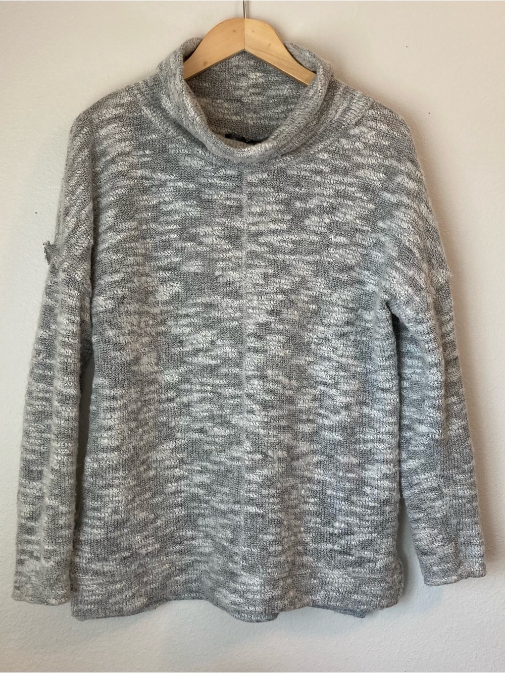 Sanctuary Aaron Cowl Mock Neck Sweater Gray Wool Blend Pullover